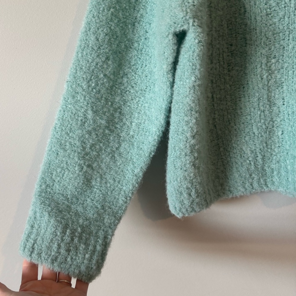 Marc Cain Sport Teal Alpaca Wool V-Neck Chunky Knit Sweater Oversized Small - Picture 5 of 14